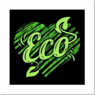 Green Leaves Logo Eco For Vegetarians And Vegan Posters and Art